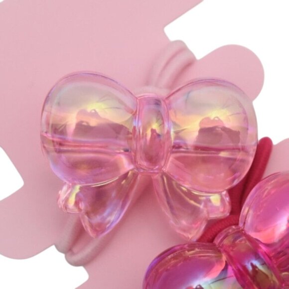 Claires Girl's Iridescent Bow Hair Elastics Set Of 4 - Picture 2 of 6